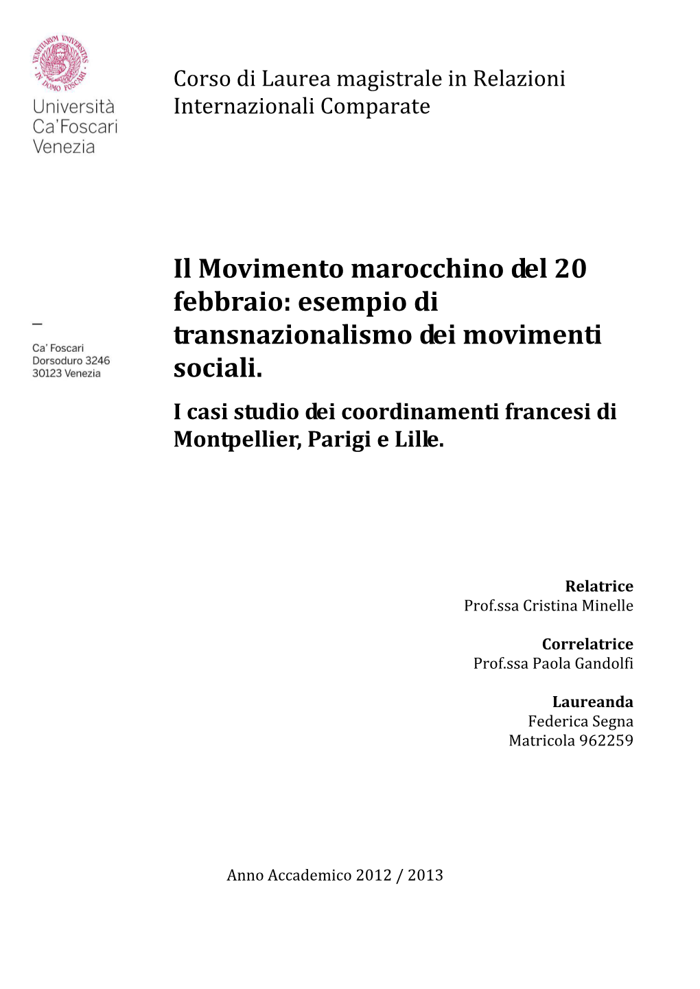 Il Movimento Marocchino Del 20 Febbraio: Esempio Di Transnazionalismo Dei Movimenti Sociali