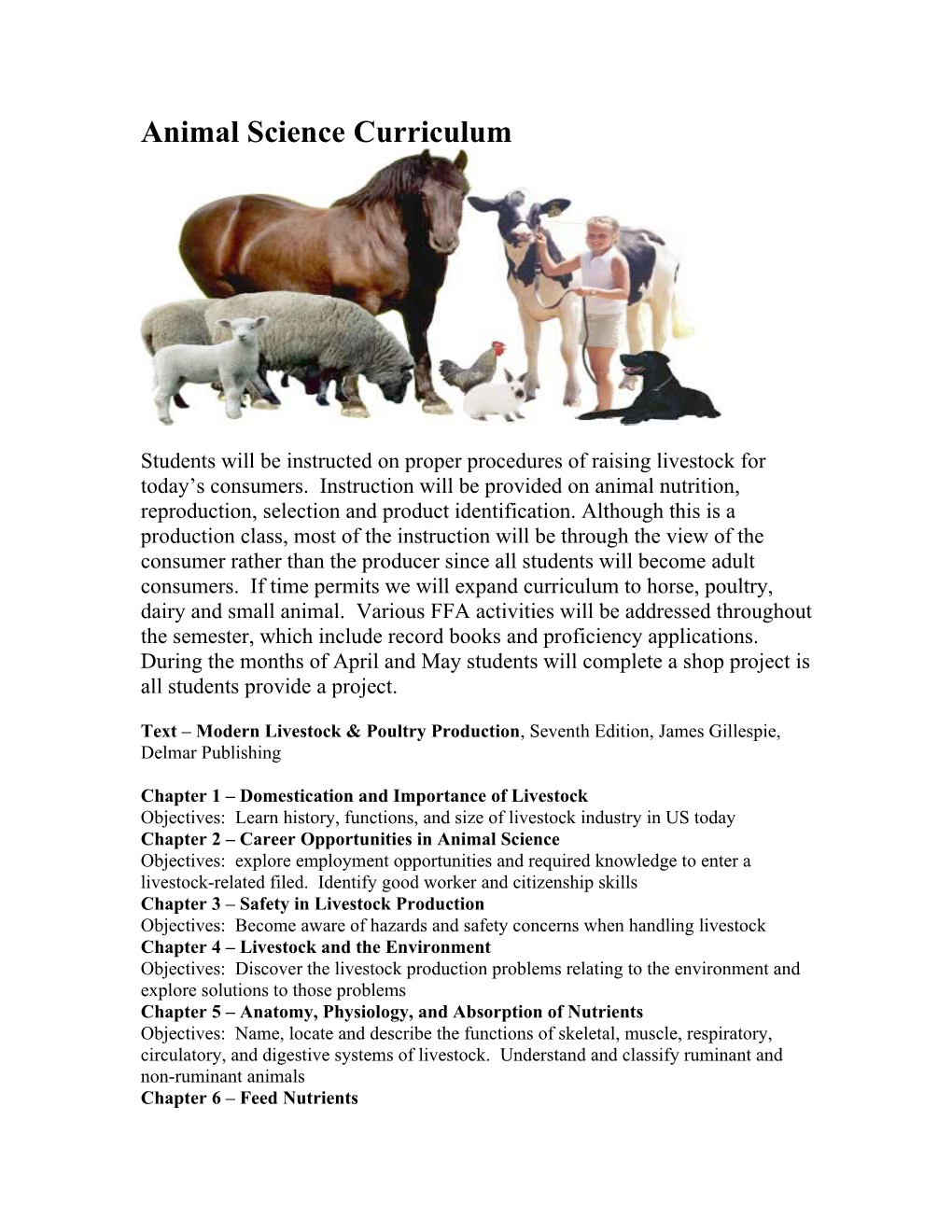 Chapter 1 Domestication and Importance of Livestock