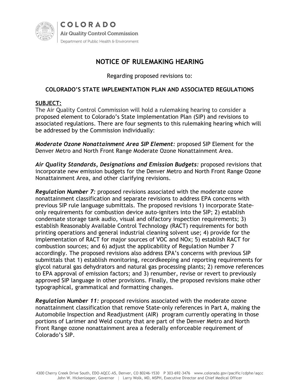 Notice of Public Rulemaking Hearing s1