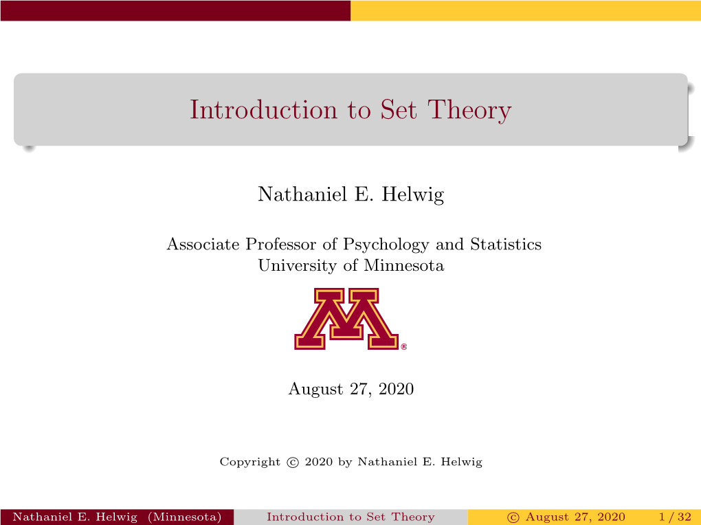 Introduction to Set Theory