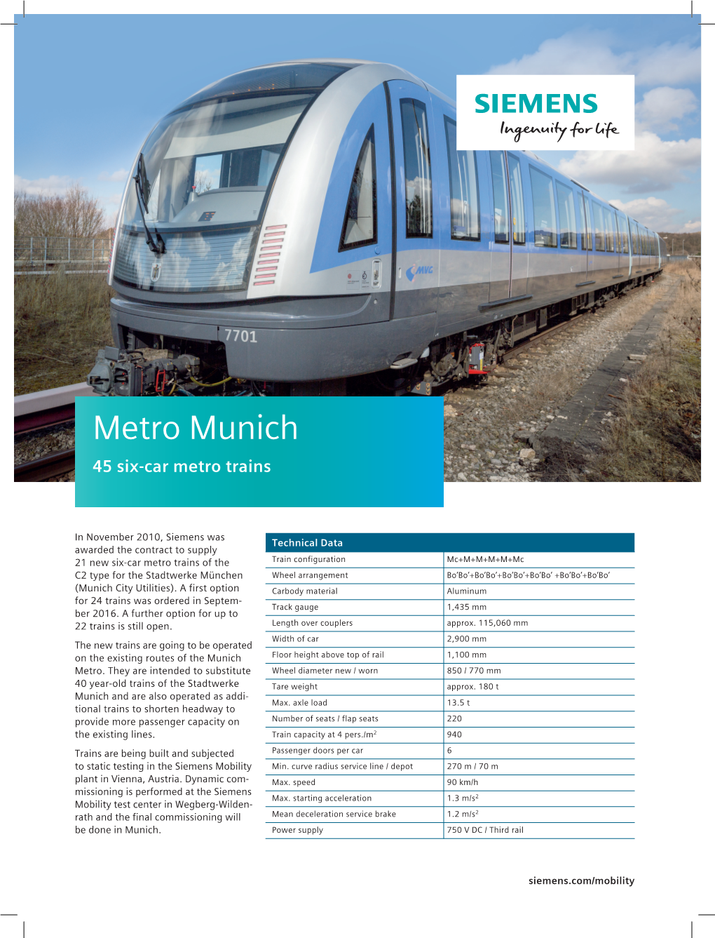Metro Munich 45 Six-Car Metro Trains