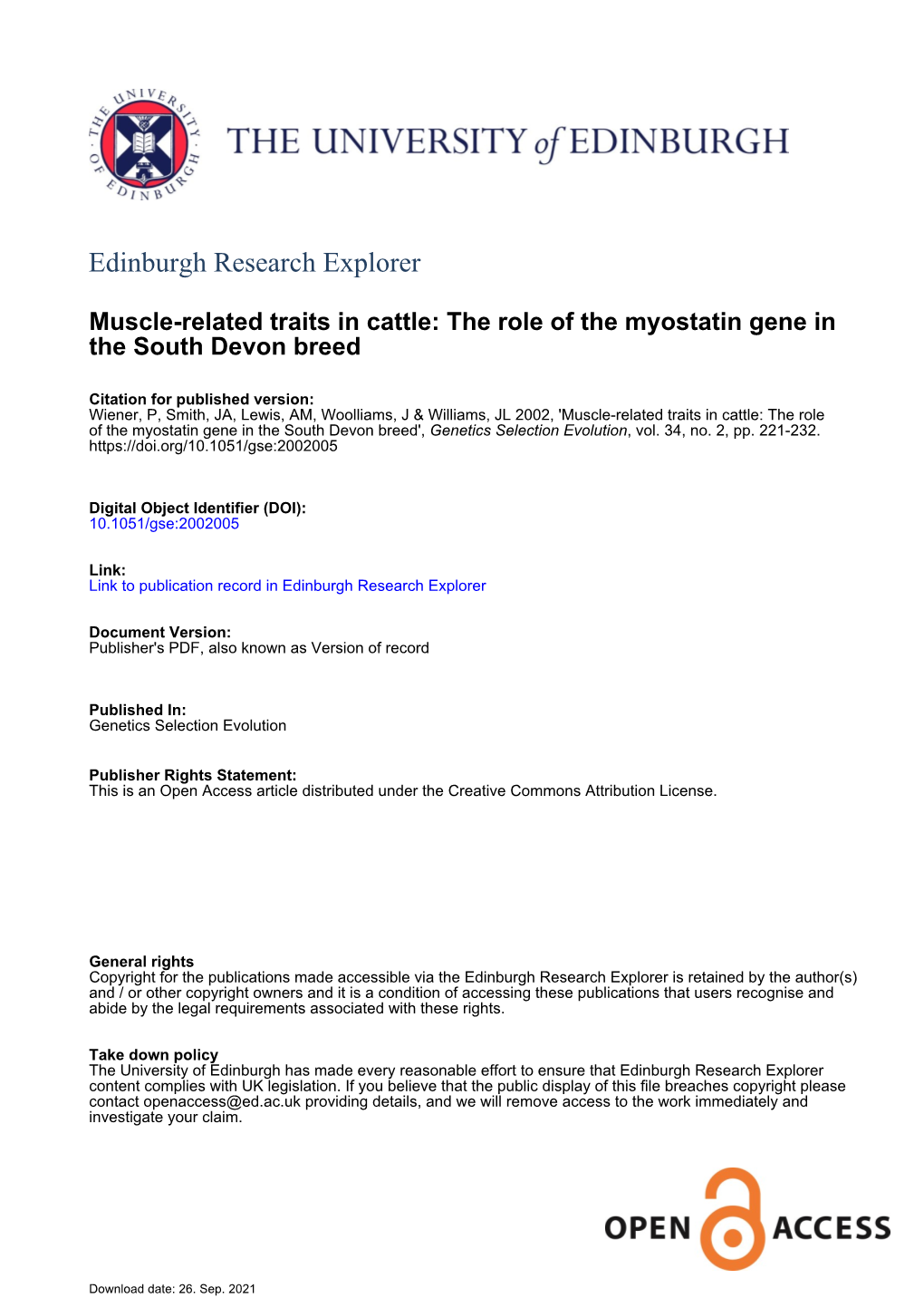 The Role of the Myostatin Gene in the South Devon Breed