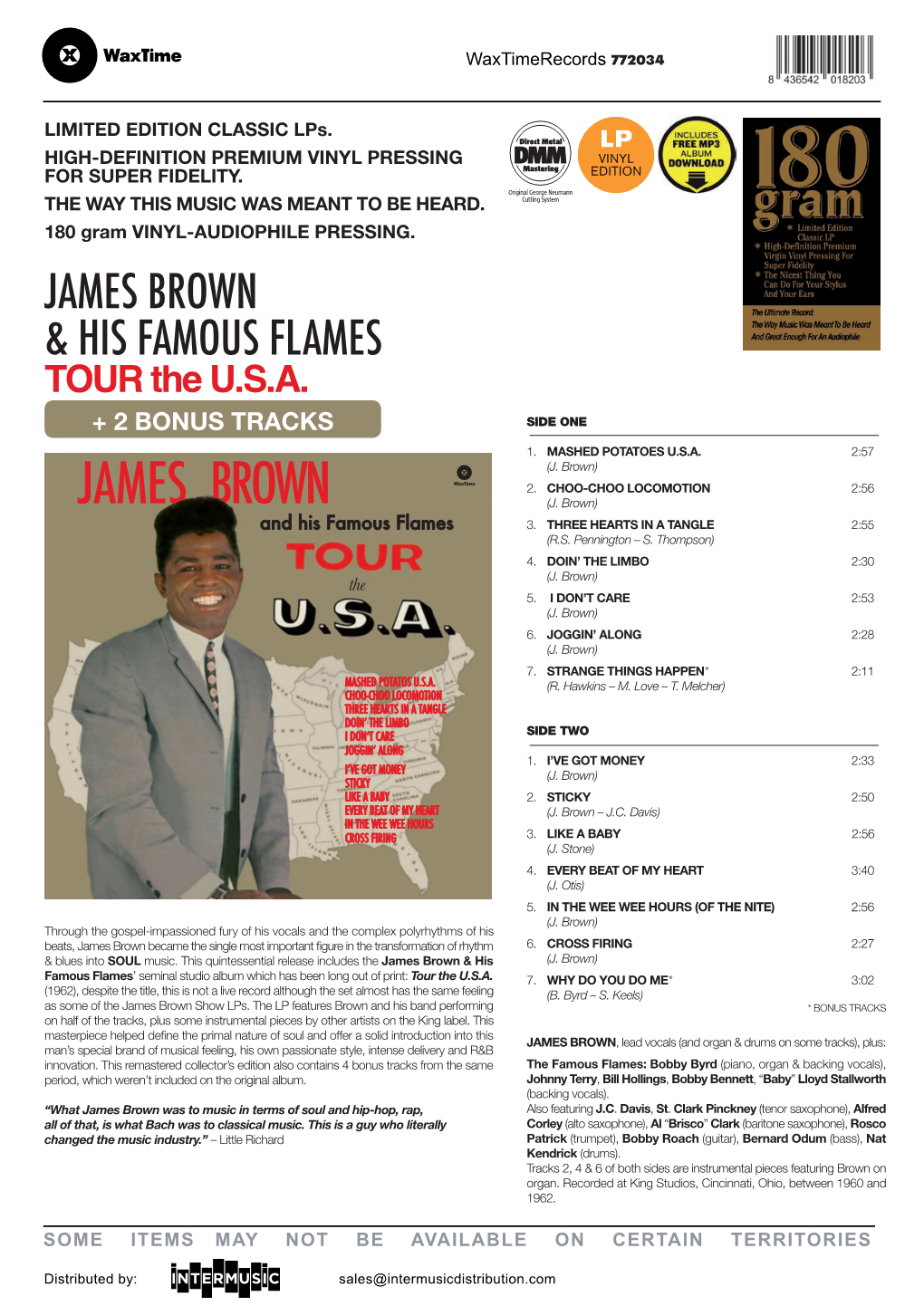 JAMES BROWN & HIS FAMOUS FLAMES TOUR the U.S.A