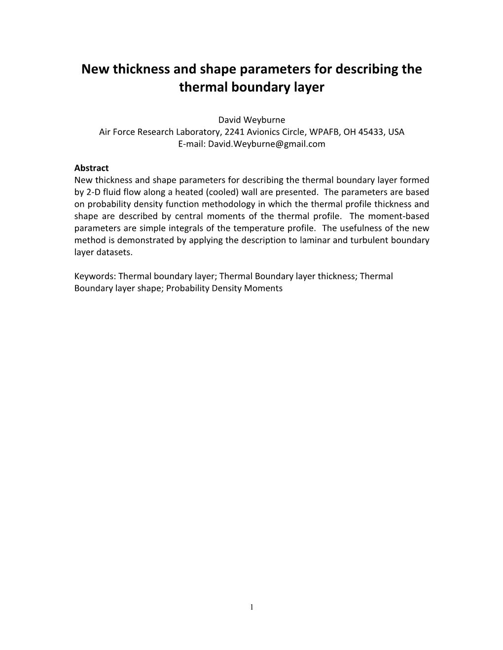 New Thickness and Shape Parameters for Describing the Thermal Boundary Layer