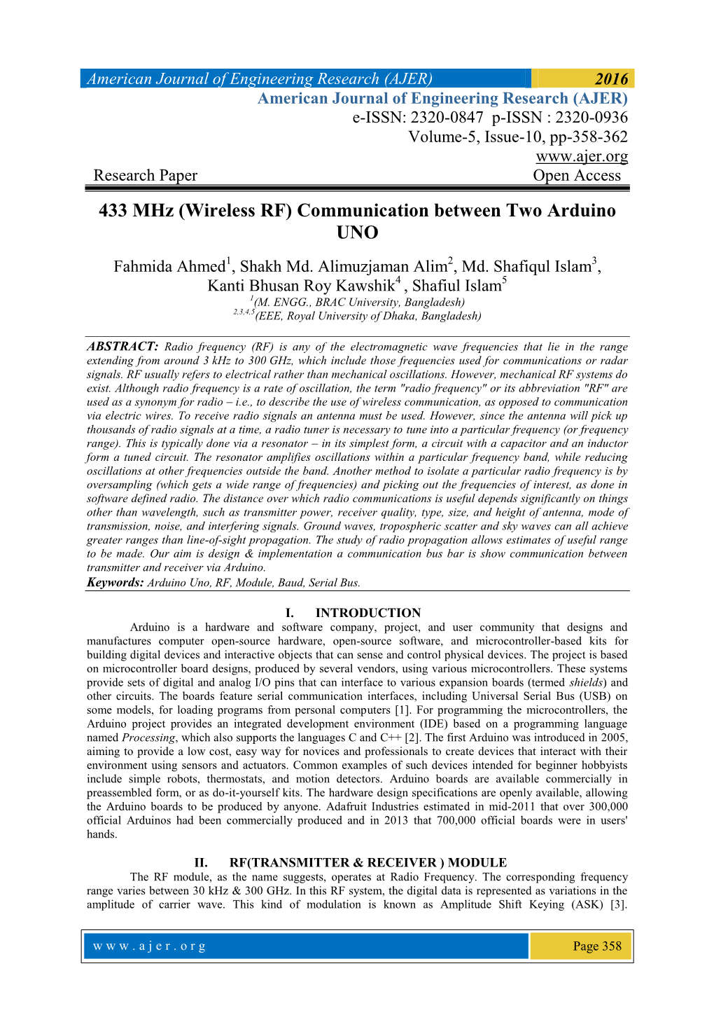 433 Mhz (Wireless RF) Communication Between Two Arduino UNO