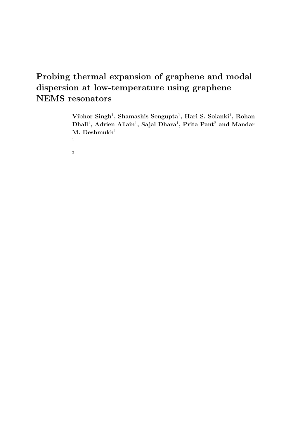 Probing Thermal Expansion of Graphene and Modal Dispersion at Low-Temperature Using Graphene NEMS Resonators