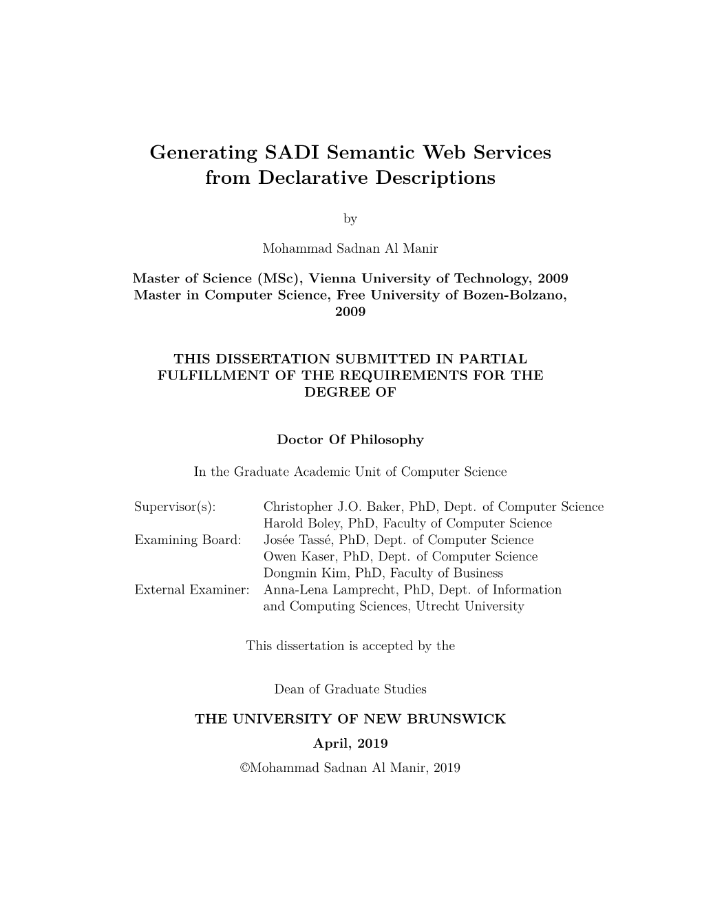 Generating SADI Semantic Web Services from Declarative Descriptions