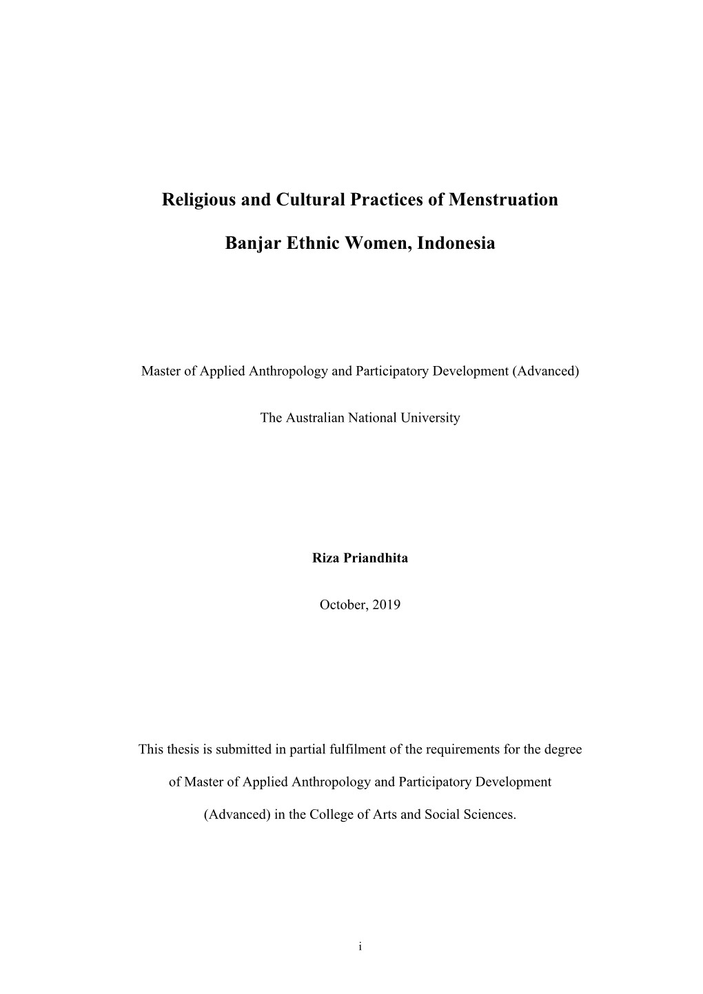 Religious and Cultural Practices of Menstruation