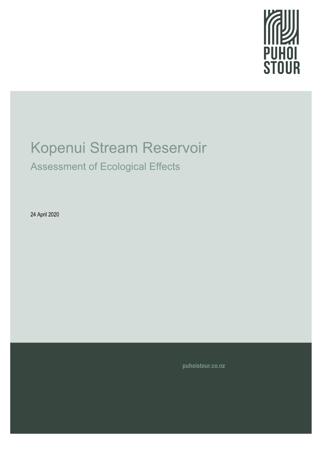 Kopenui Stream Reservoir Assessment of Ecological Effects