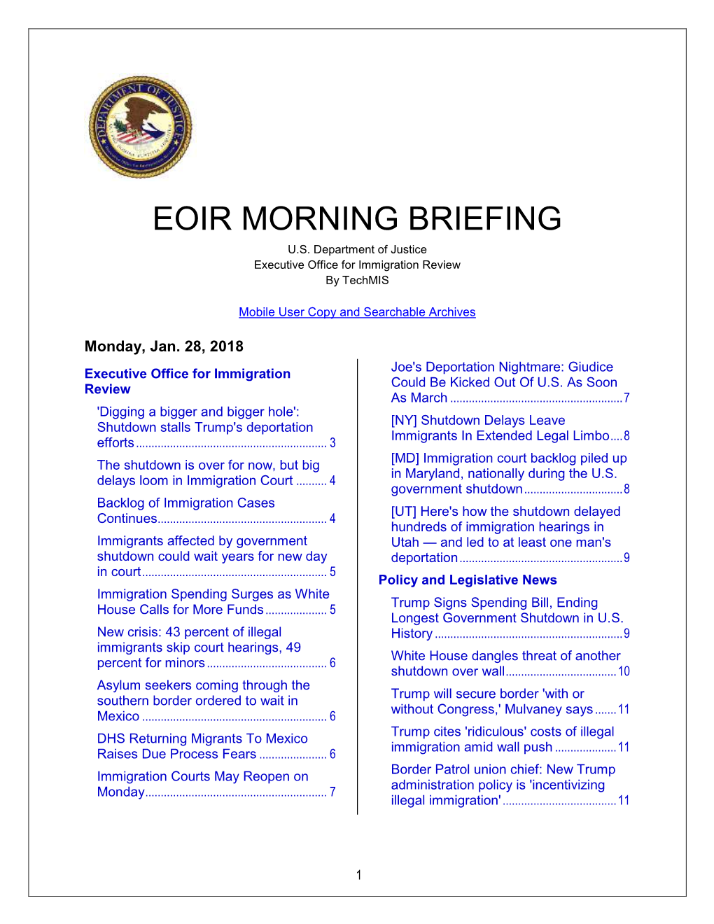 2019 Jan EOIR Morning Briefing