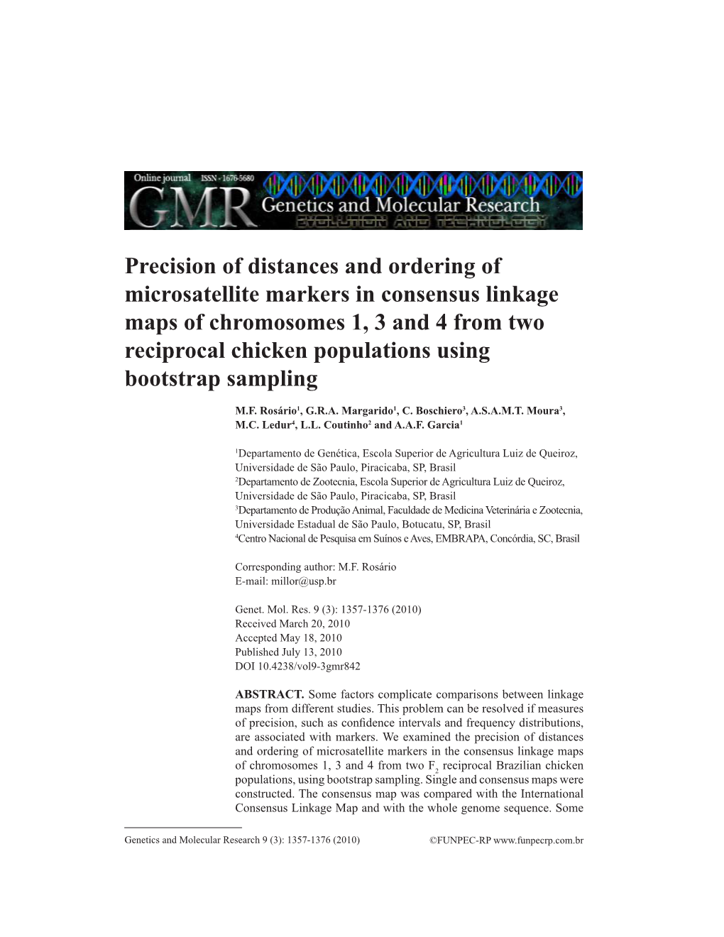 Precision of Distances and Ordering of Microsatellite Markers in Consensus