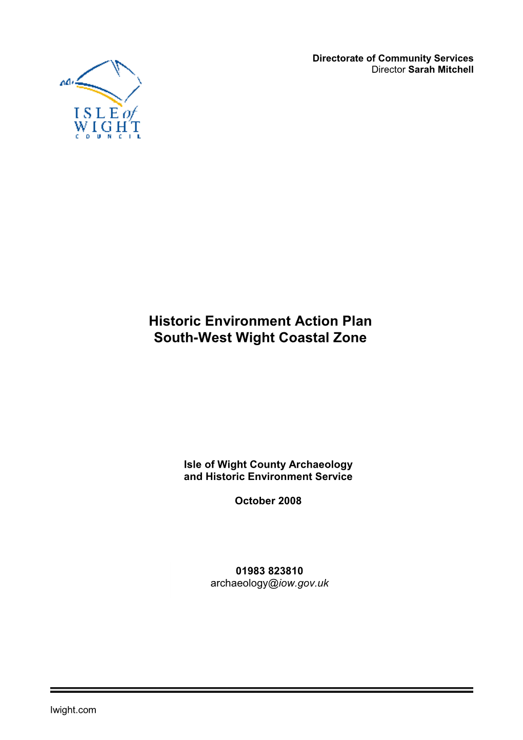Historic Environment Action Plan South-West Wight Coastal Zone