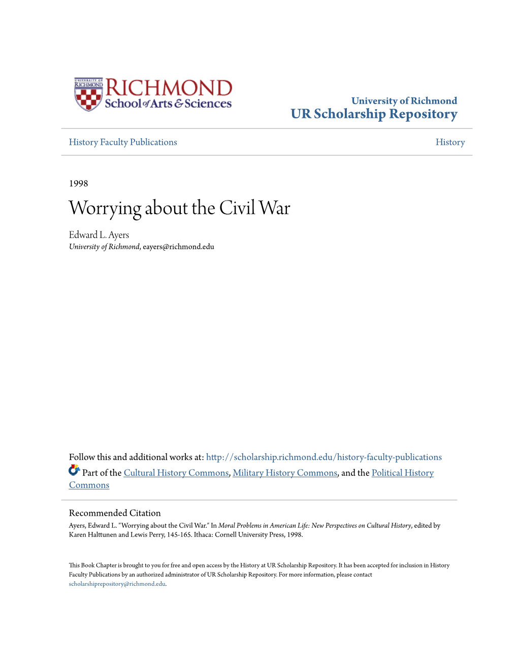 Worrying About the Civil War Edward L