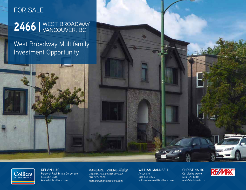 FOR SALE West Broadway Multifamily Investment Opportunity