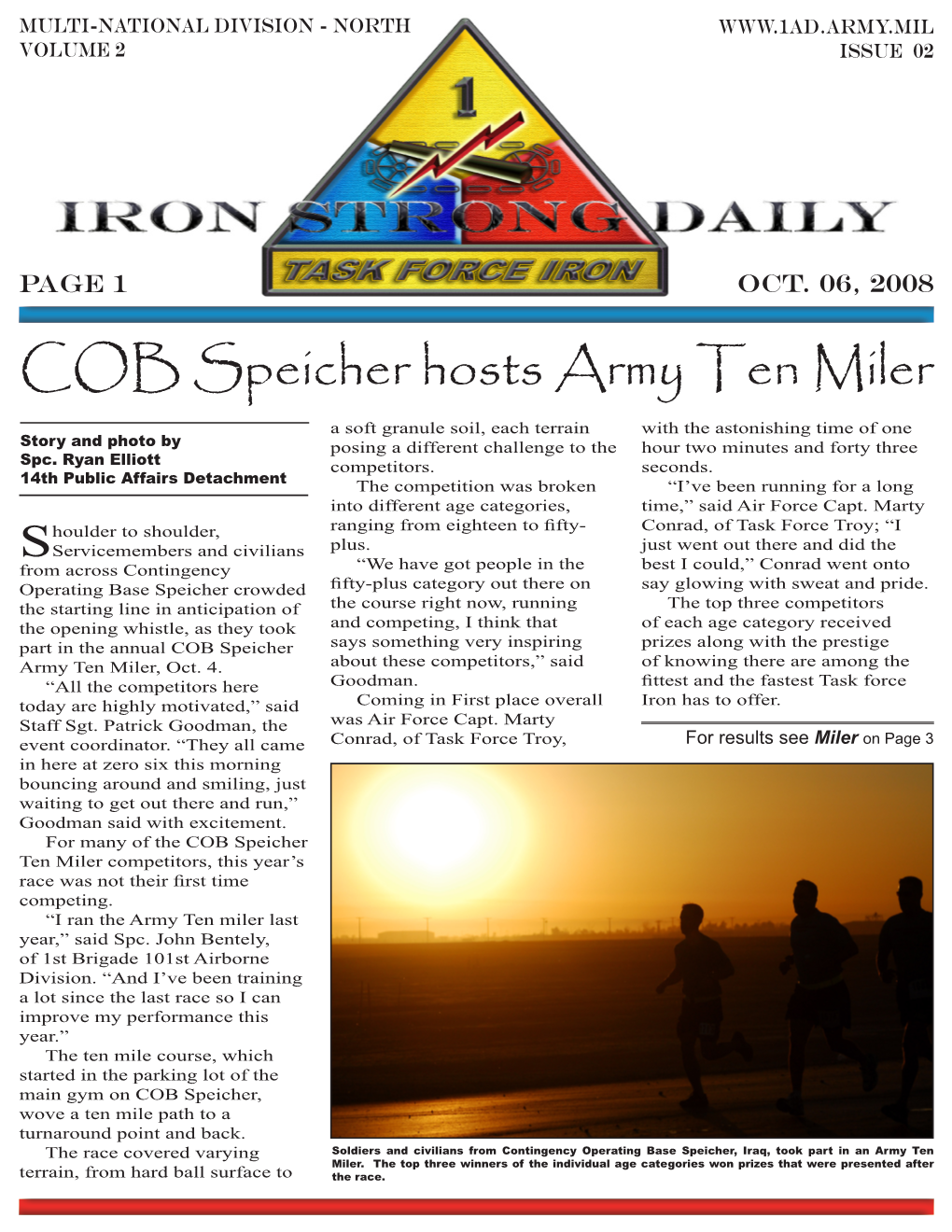 COB Speicher Hosts Army Ten Miler