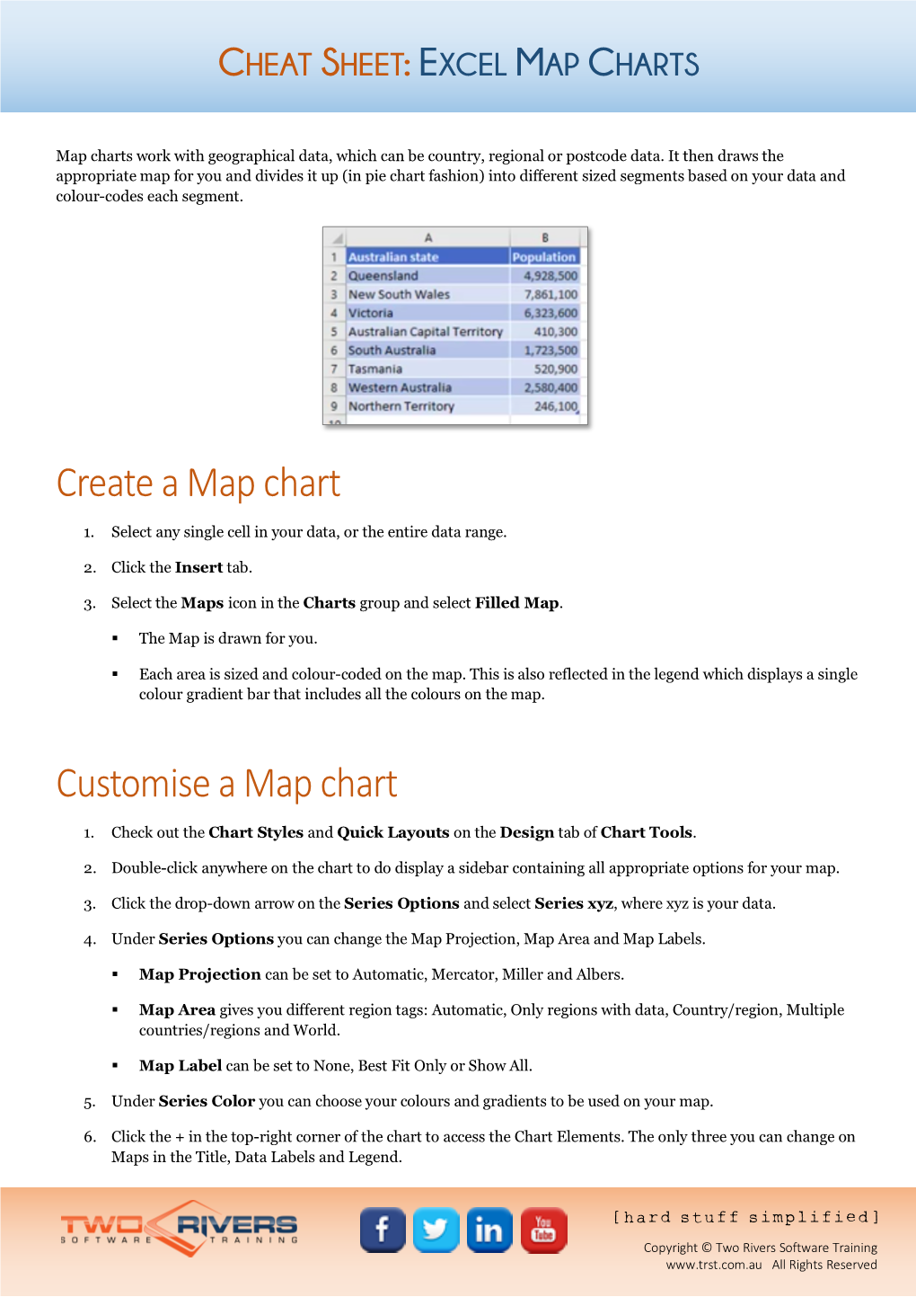 Cheat Sheet: Excel Map Charts