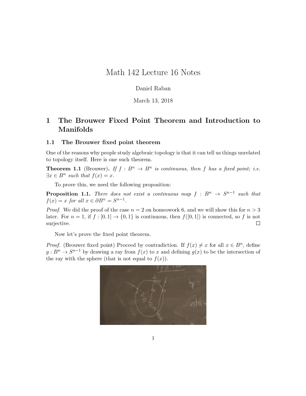 Math 142 Lecture 16 Notes