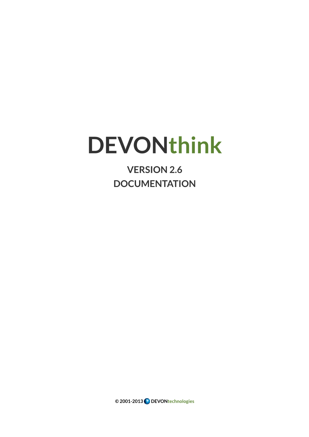 Devonthink VERSION 2.6 DOCUMENTATION