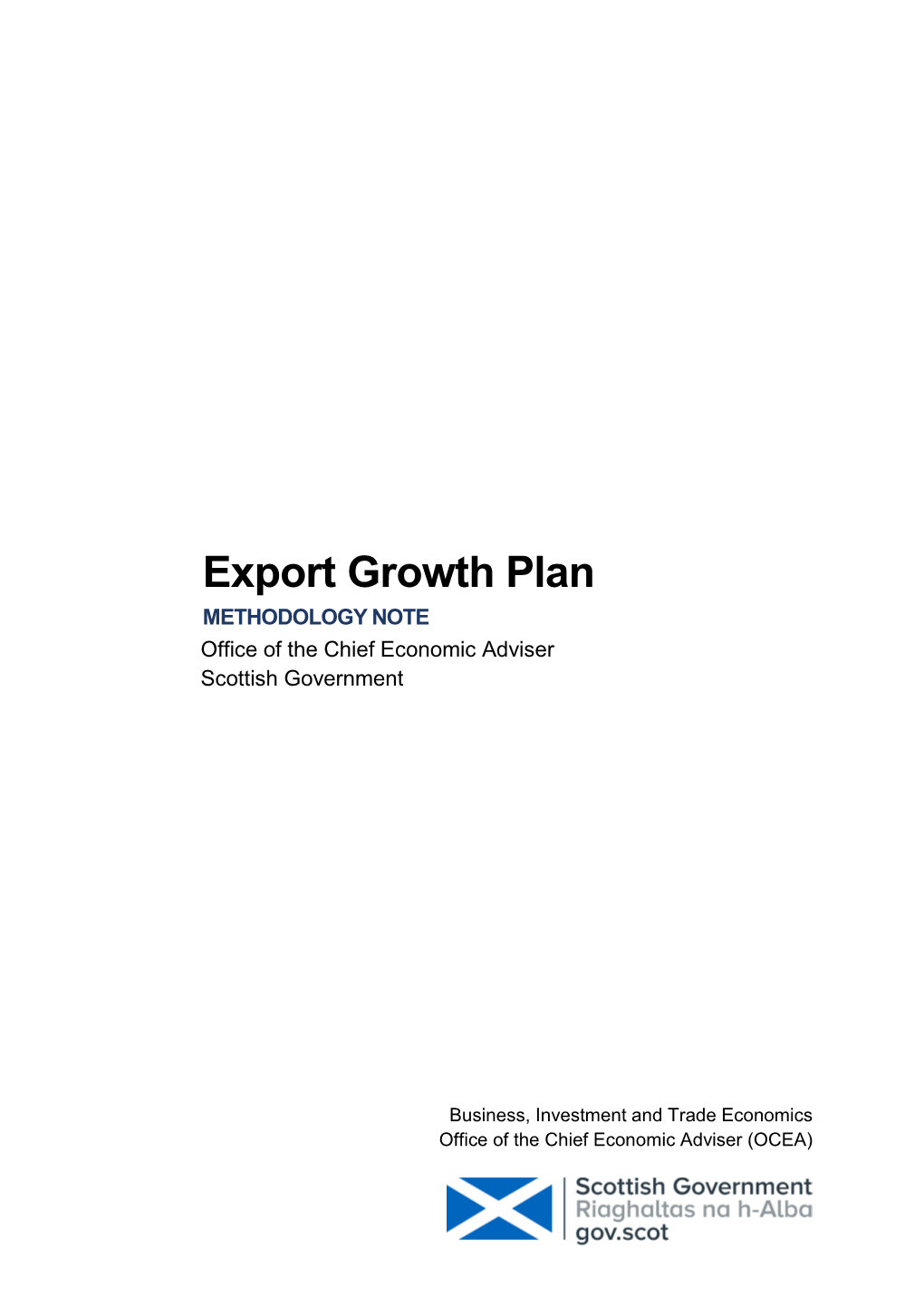 Export Growth Plan: Methodology Note