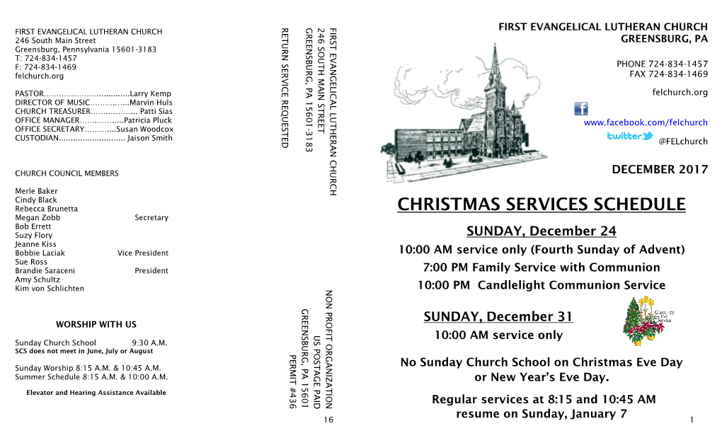 Christmas Services Schedule