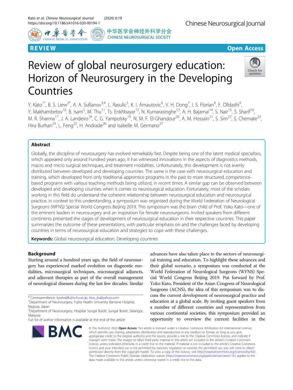 Horizon of Neurosurgery in the Developing Countries Y