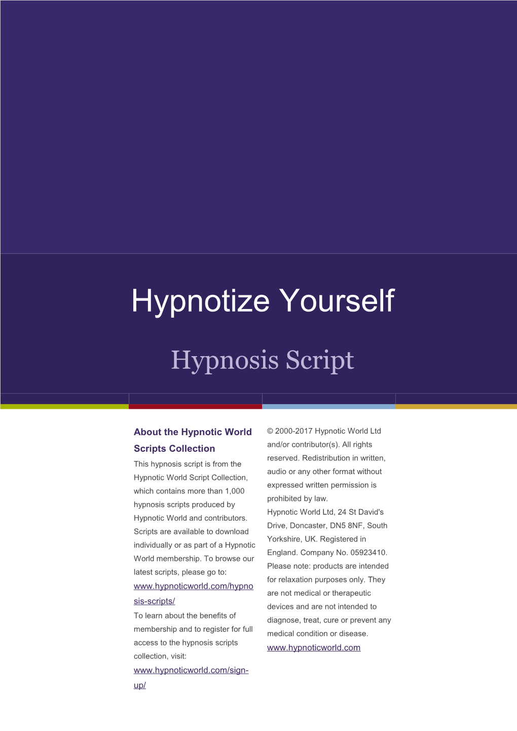 Hypnotize Yourself Hypnosis Script