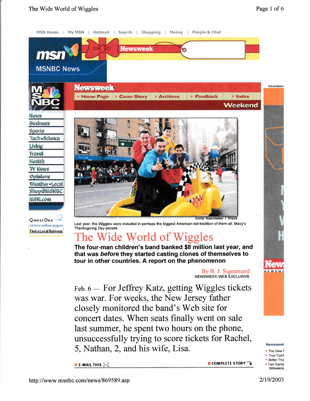 The Wide World of Wiggles Page 1 Of6