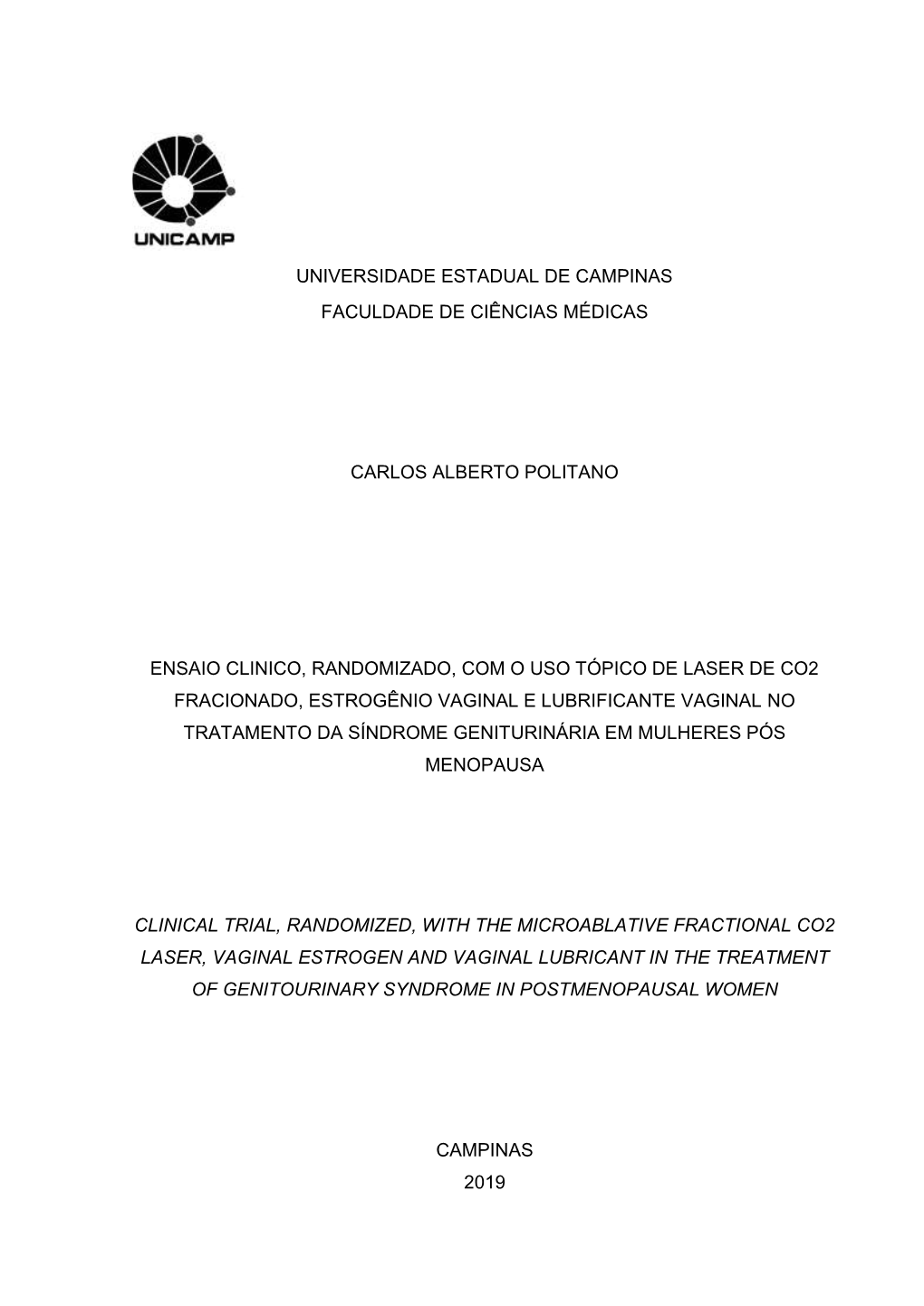 Universidade Estadual De Campinas Faculdade De Ciências Médicas