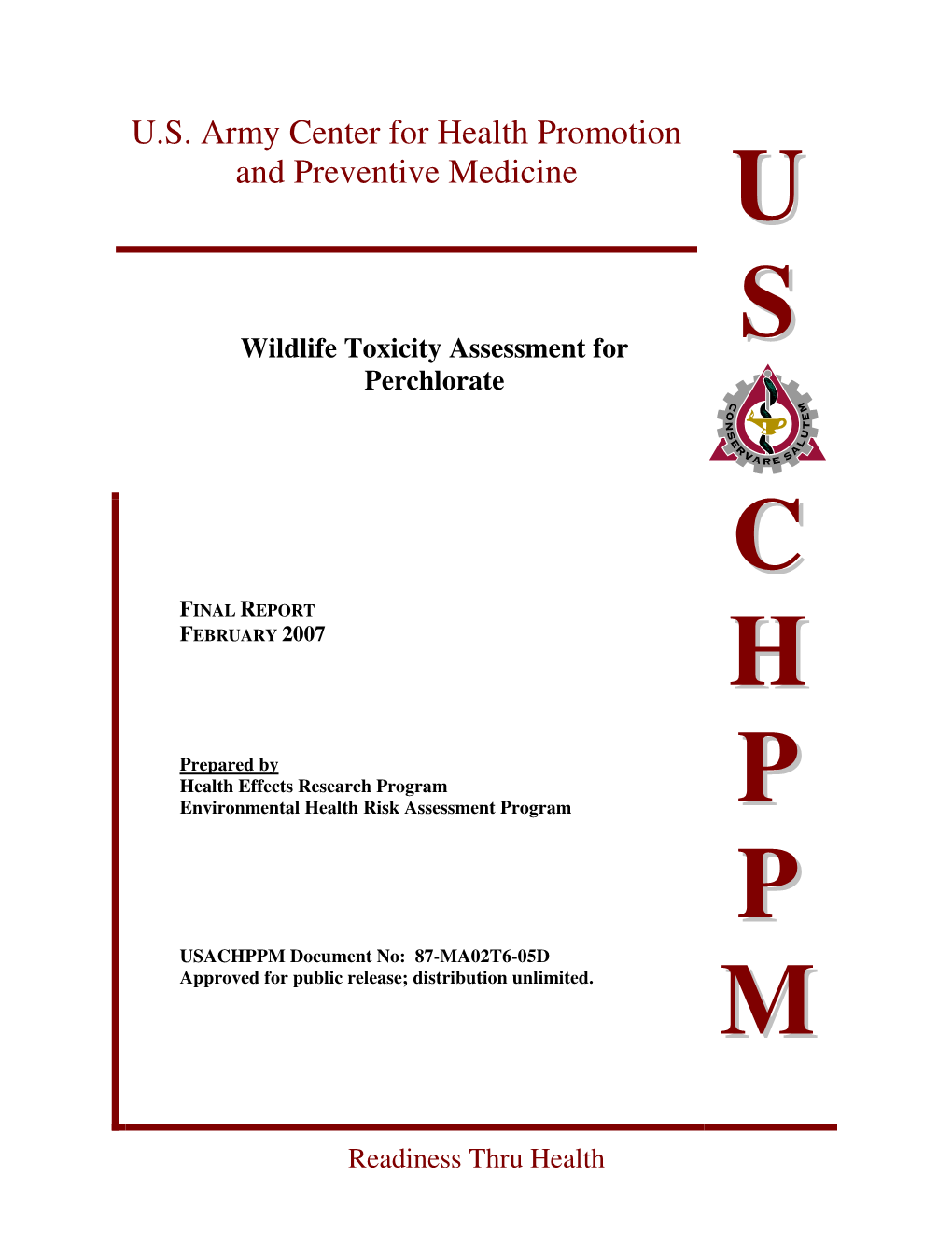 Wildlife Toxicity Assessment for Perchlorate