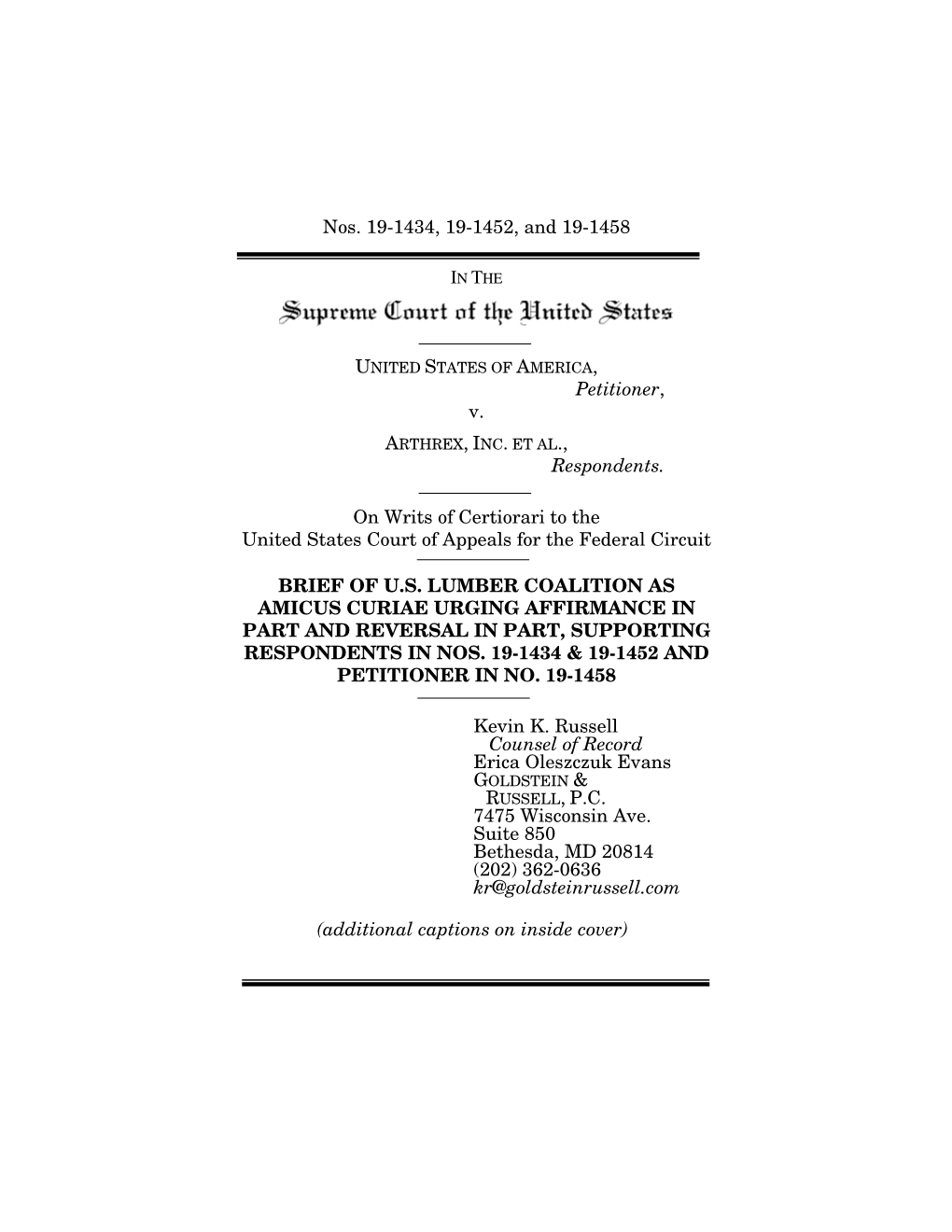 Nos. 19-1434, 19-1452, and 19-1458 Petitioner, V. Respondents. on Writs