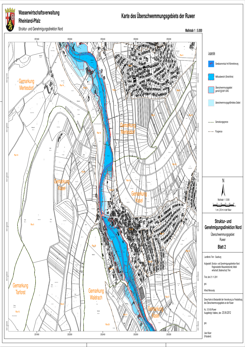 Karte Des Überschwemmungsgebiets Der Ruwer Rheinland-Pfalz