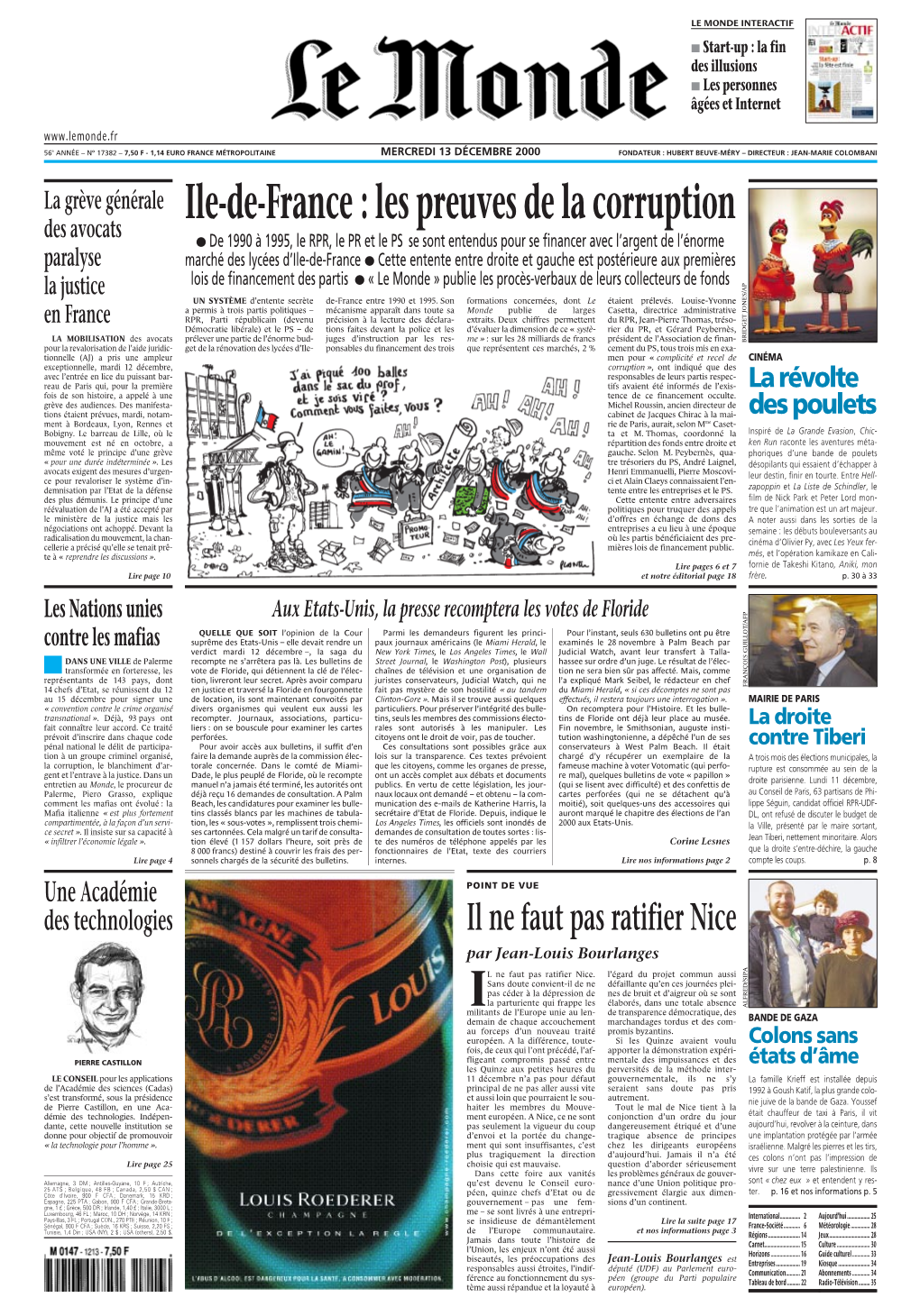 LE MONDE/PAGES&lt;UNE&gt;