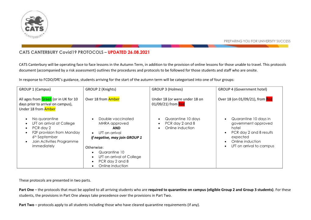 Covid-19 College Protocols