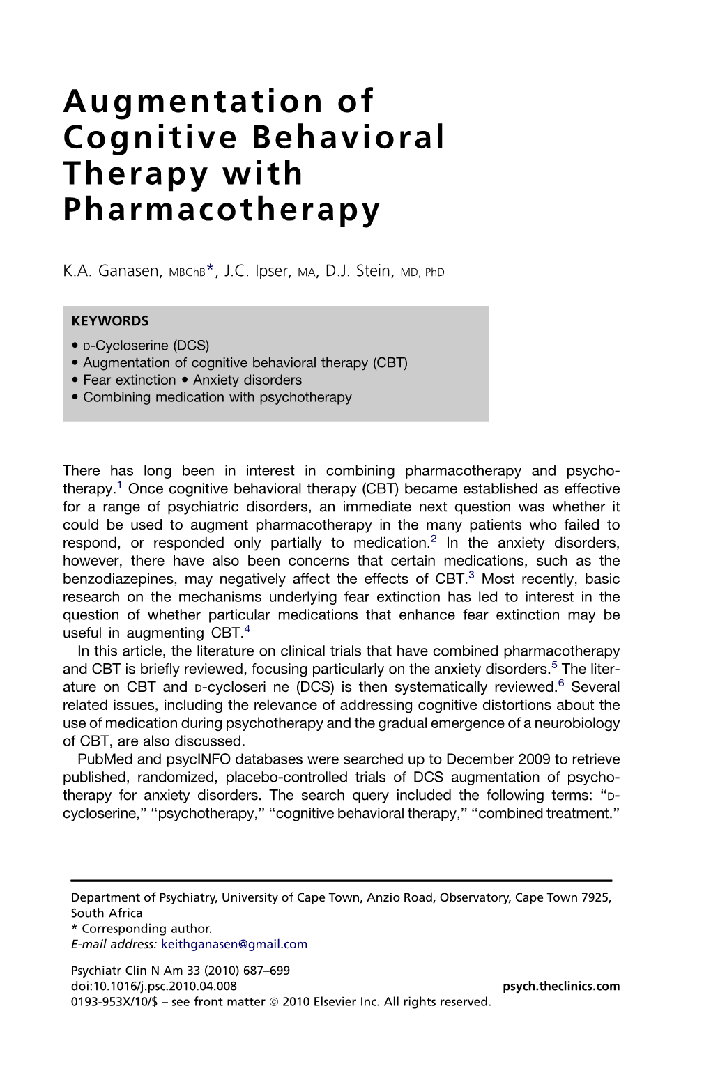 Augmentation of Cognitive Behavioral Therapy with Pharmacotherapy