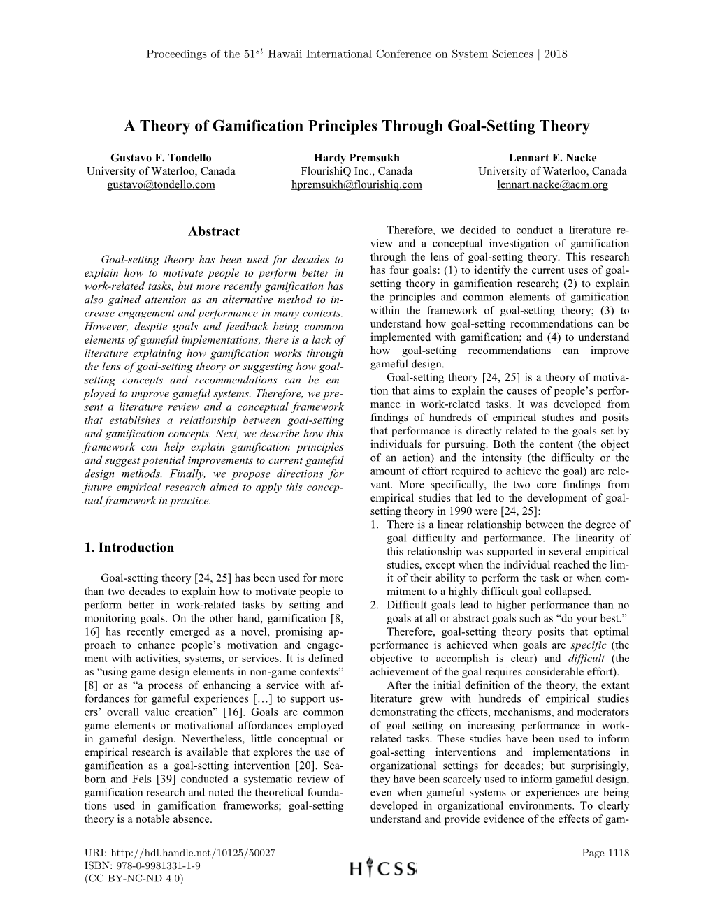 A Theory of Gamification Principles Through Goal Setting Theory
