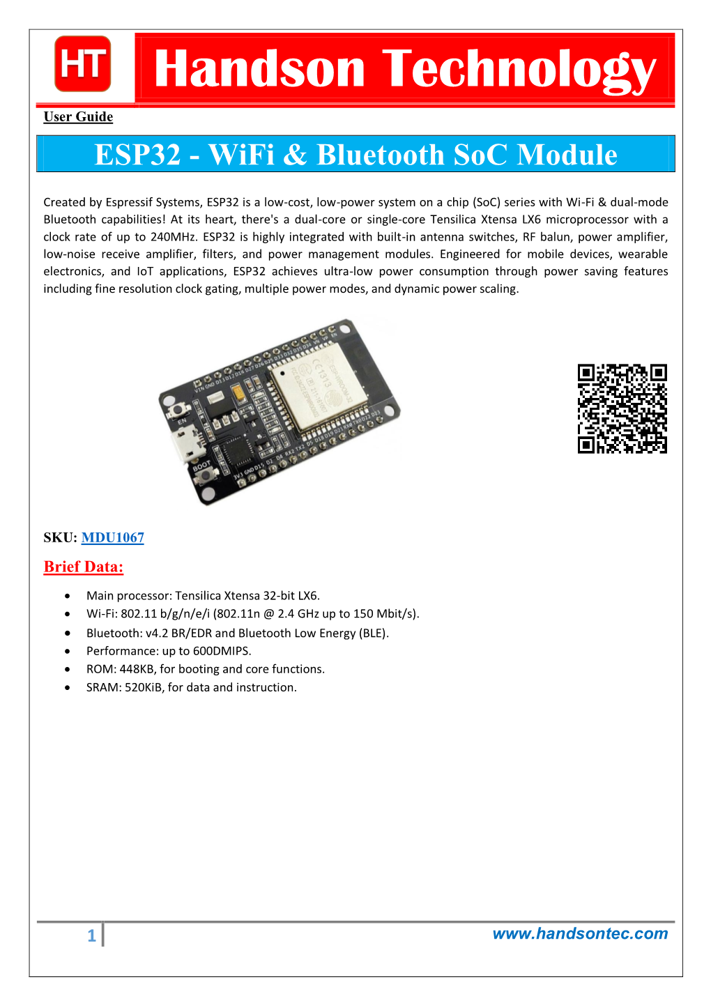 ESP32 - Wifi & Bluetooth Soc Module