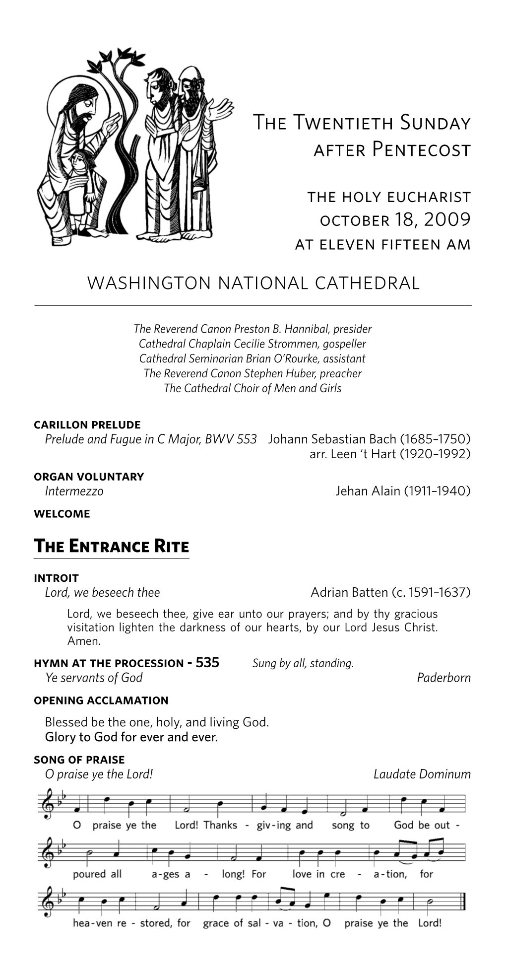 Leaflet (Bulletin) for Holy Eucharist, Sunday, October 18, 2009