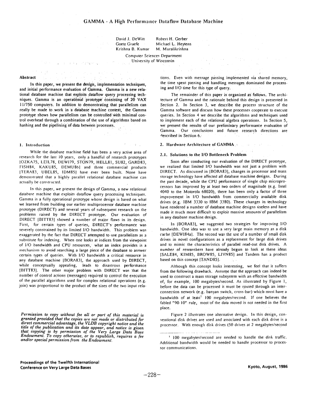 GAMMA - a High I’Erf’Ormnnrc II:Ltsflow Database Machine