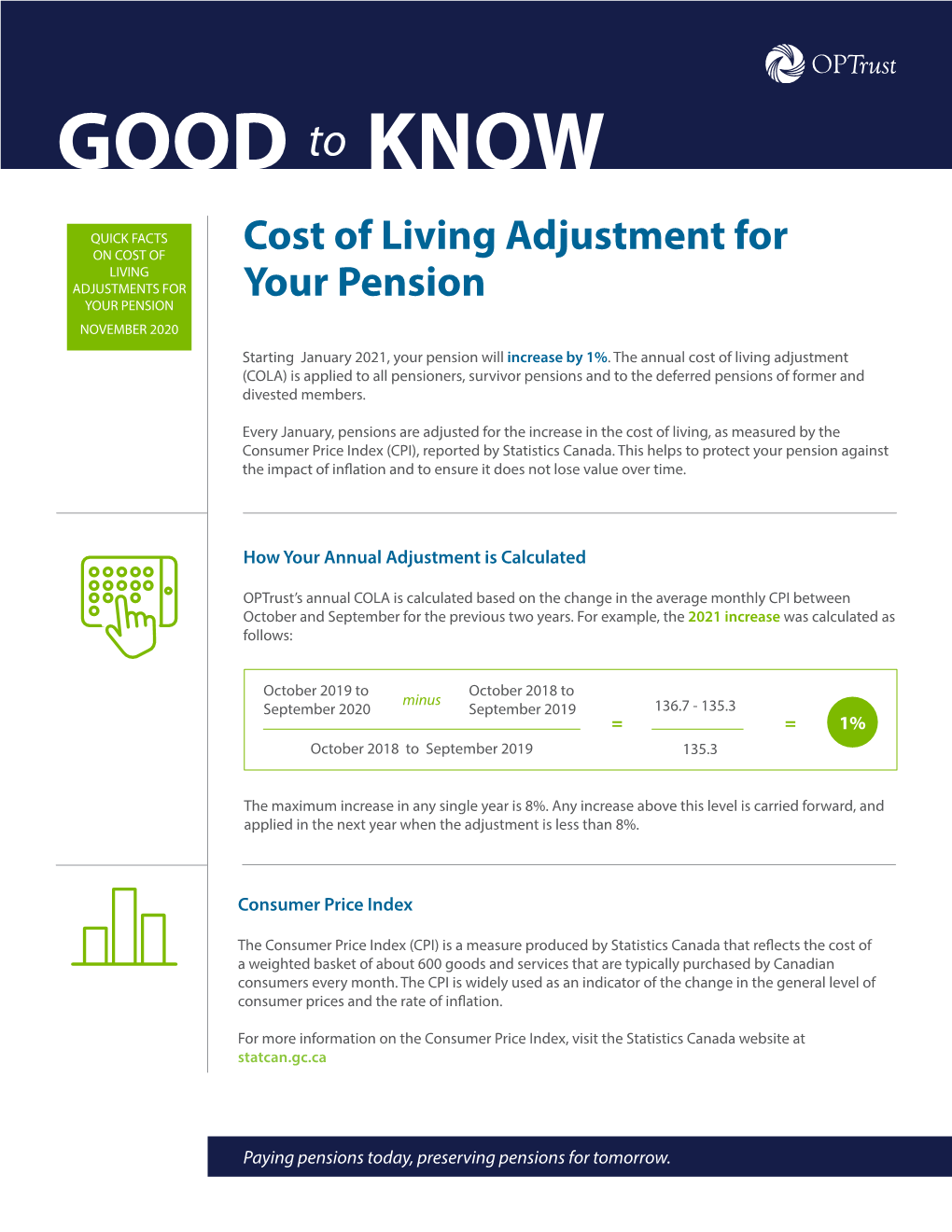 Cost of Living Adjustment for Your Optrust Pension