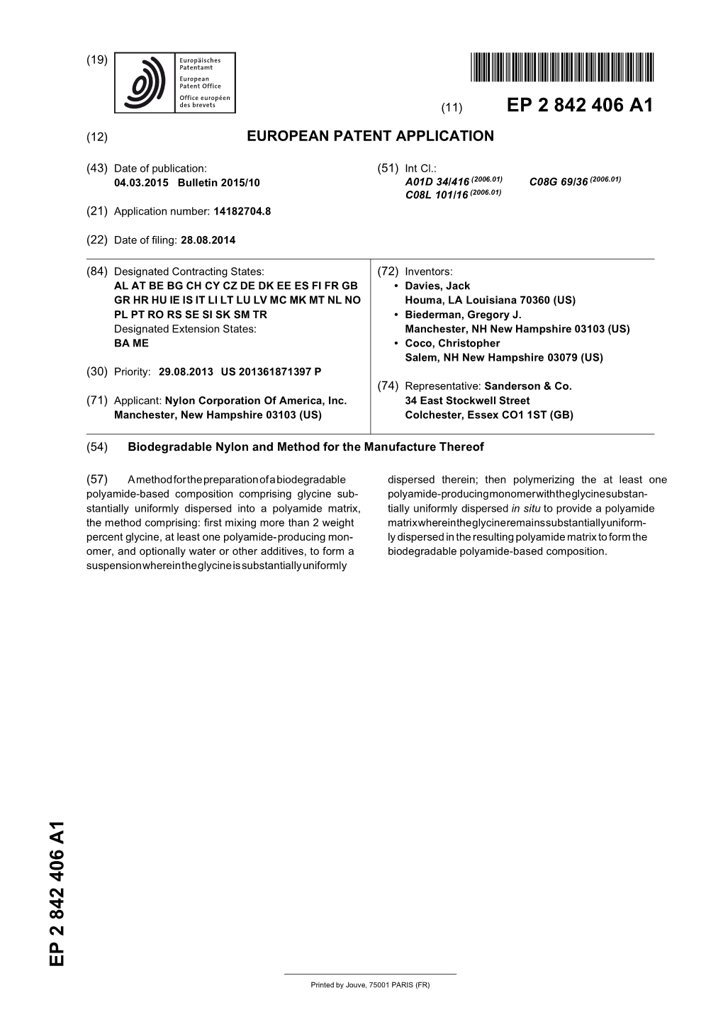 Biodegradable Nylon and Method for the Manufacture Thereof