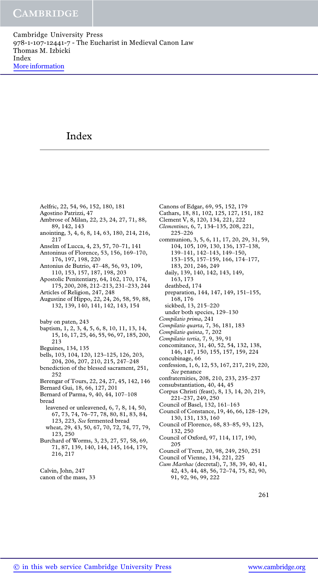 The Eucharist in Medieval Canon Law Thomas M