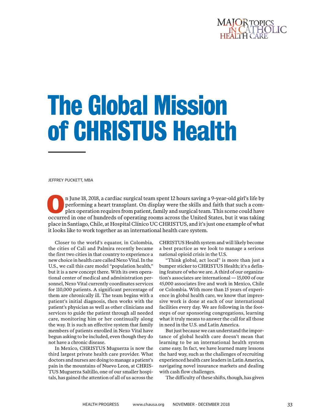 The Global Mission of CHRISTUS Health