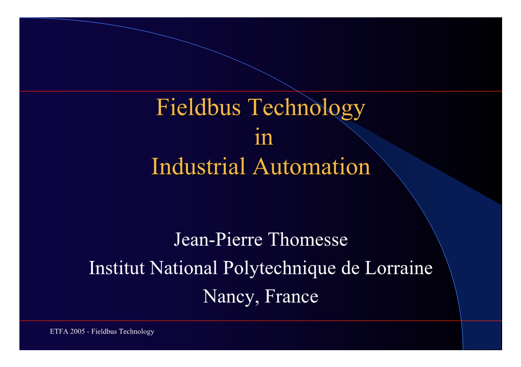 Fieldbus Technology in Industrial Automation