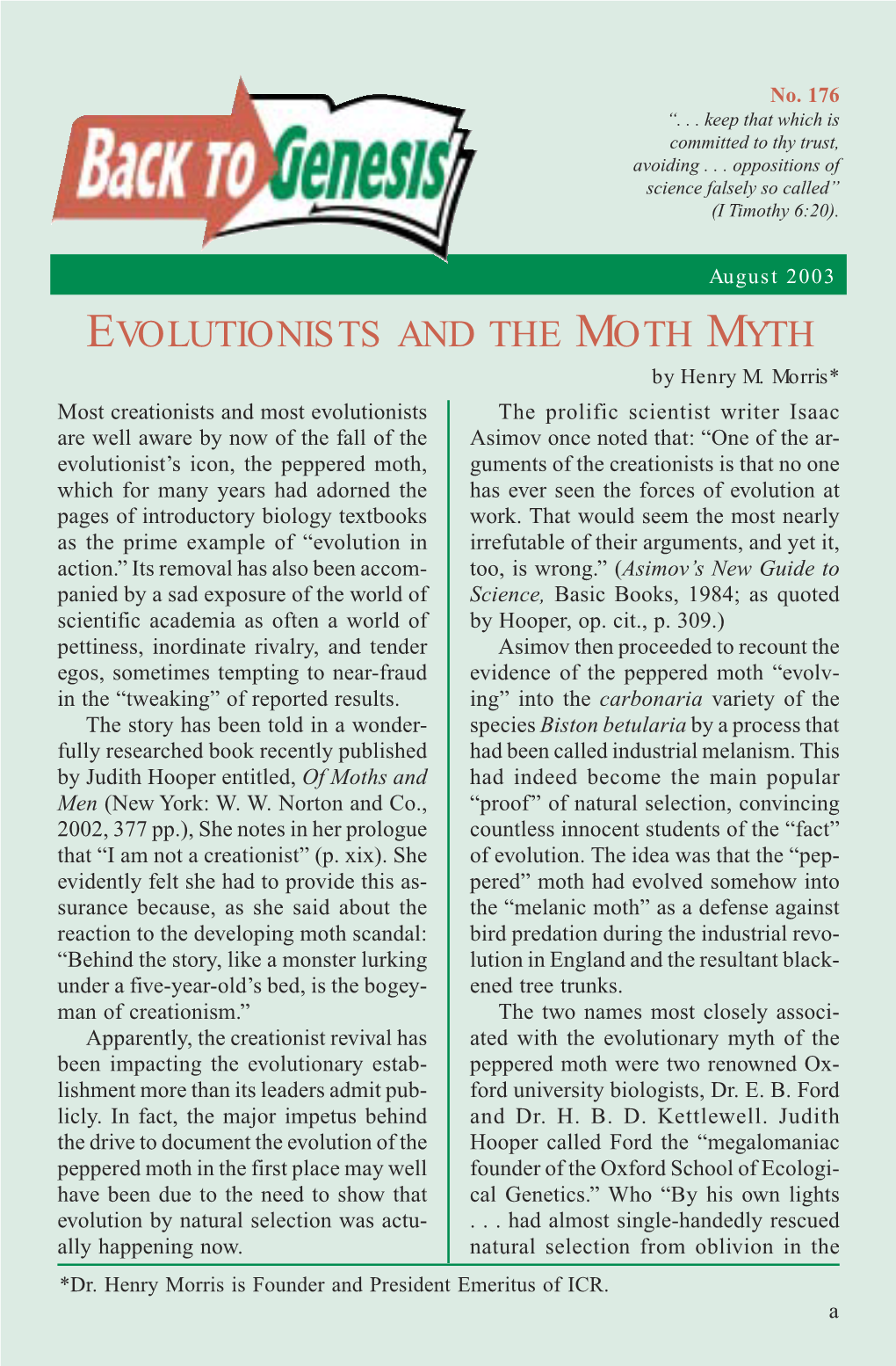 Download Evolutionists and the Moth Myth