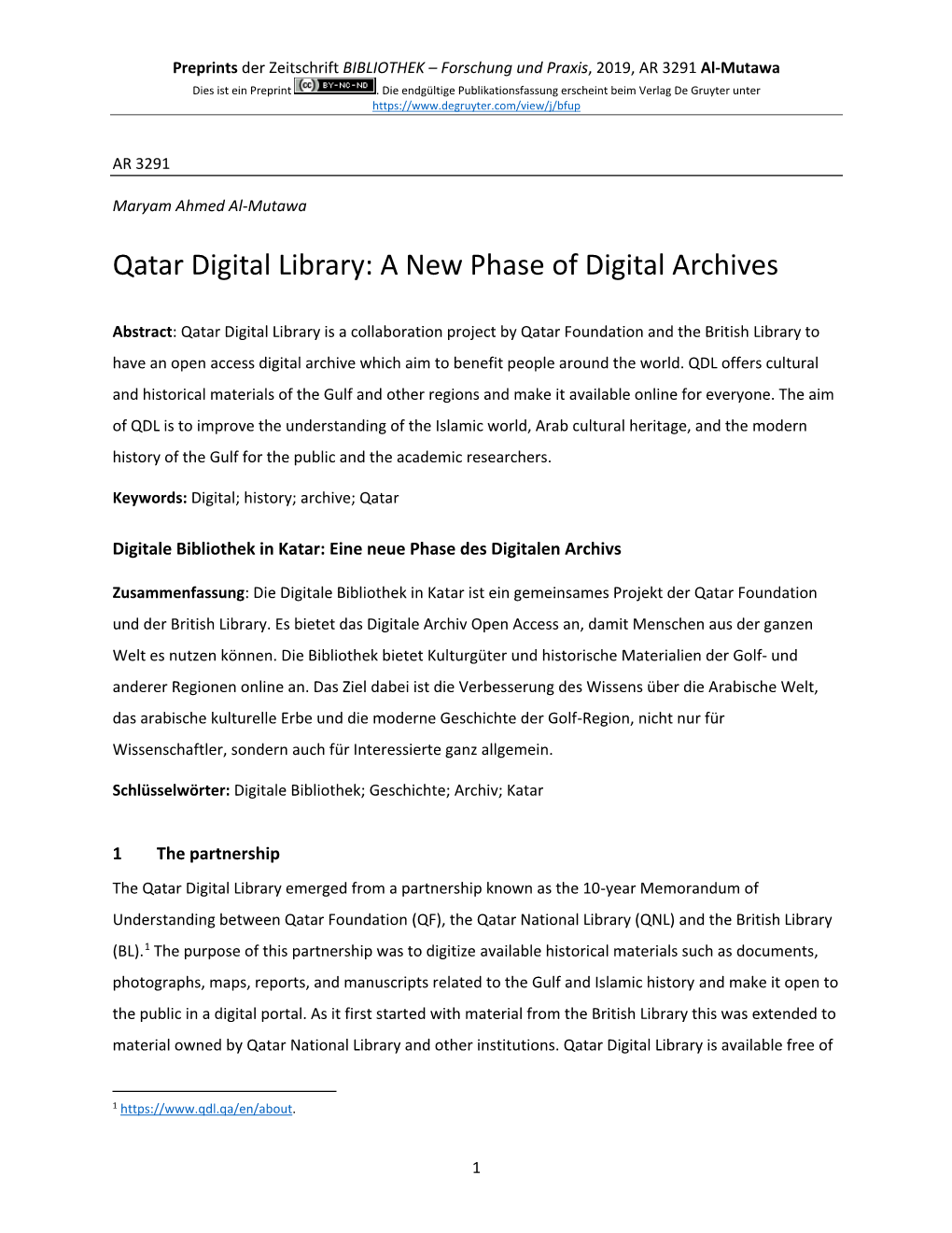 Qatar Digital Library: a New Phase of Digital Archives