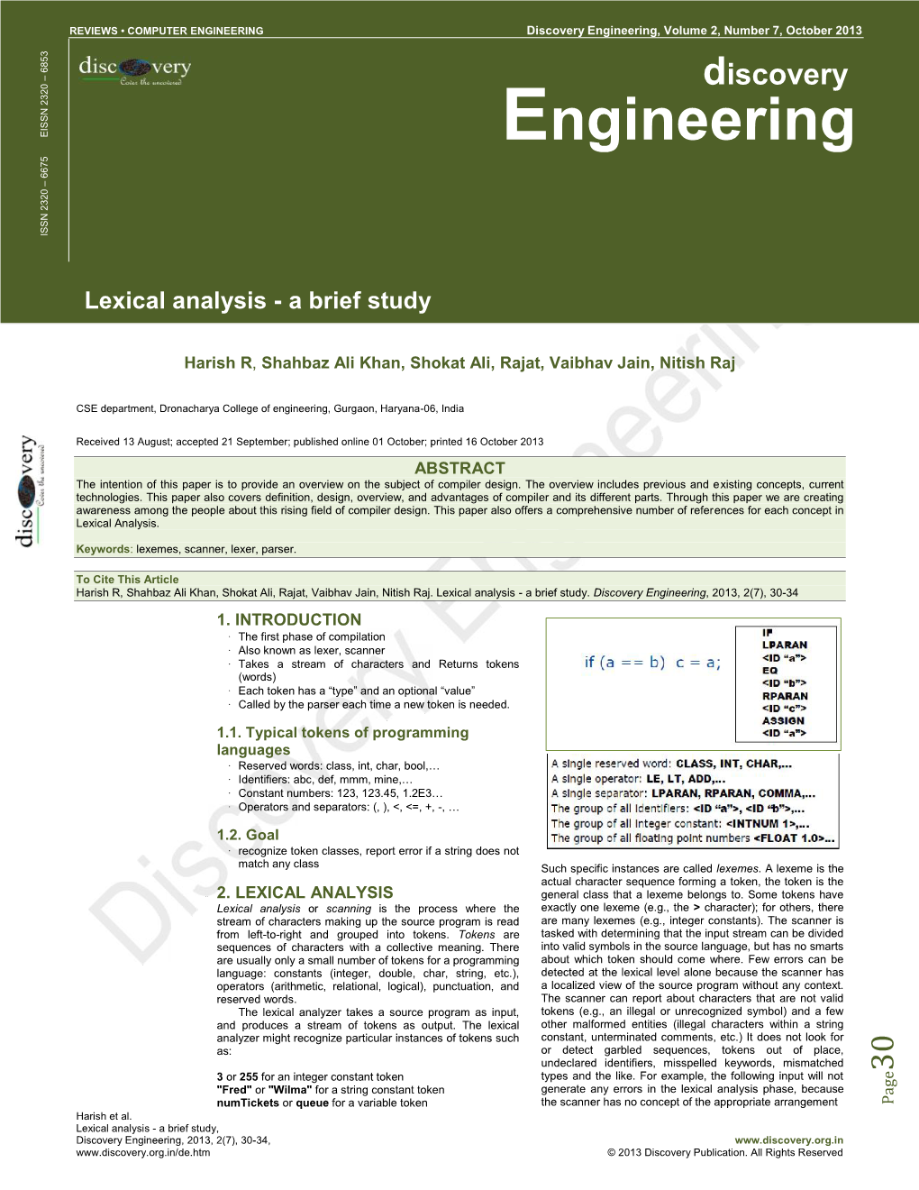 ENGINEERING Discovery Engineering, Volume 2, Number 7, October 2013 53 68 – Discovery Engineering • REVIEWS • COMPUTER ENGINEERING Discovery 2320