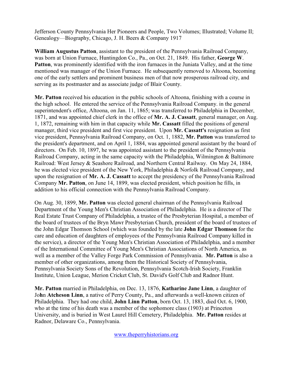 Jefferson County Pennsylvania Her Pioneers and People, Two Volumes; Illustrated; Volume II; Genealogy—Biography, Chicago, J. H