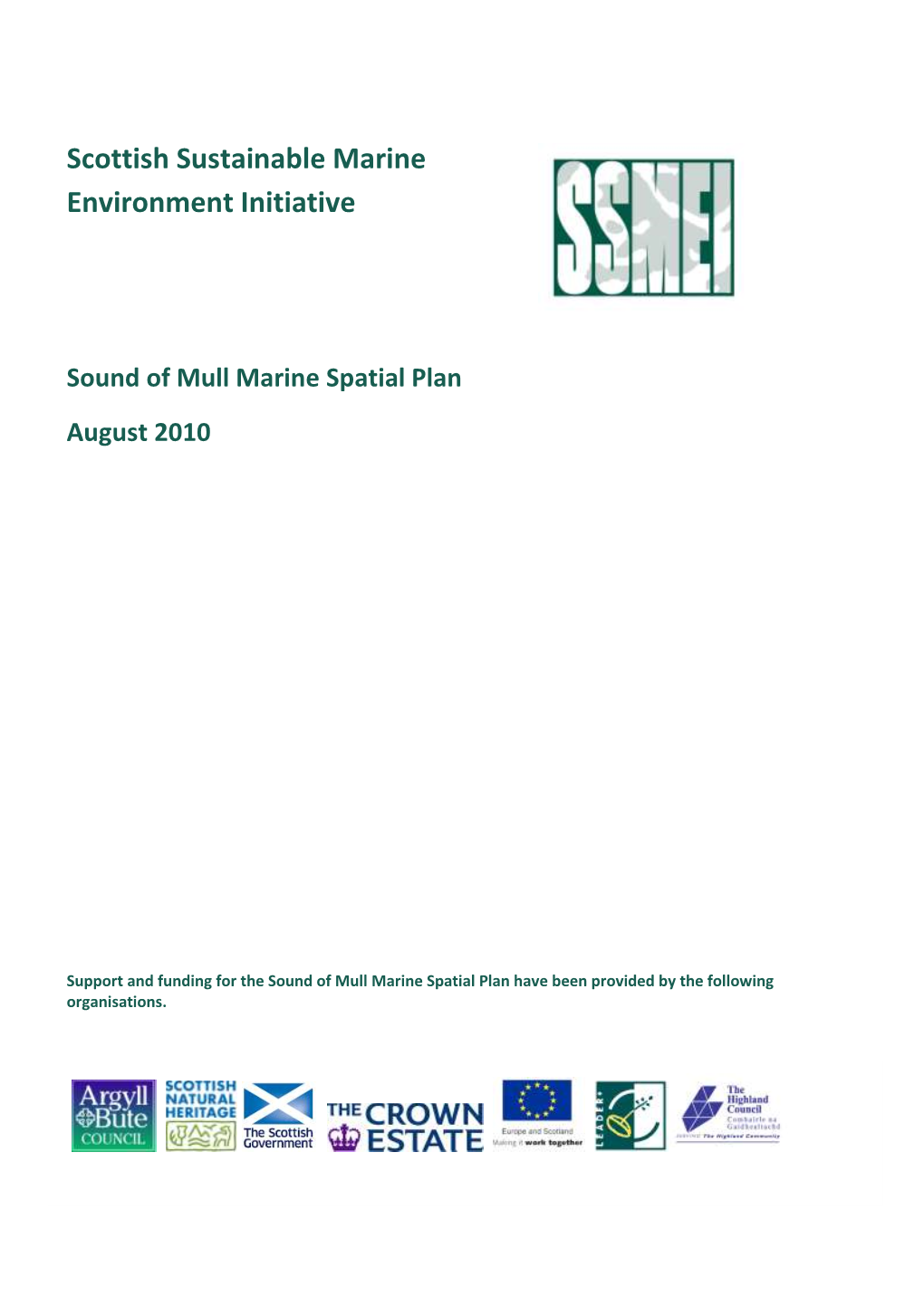 Sound of Mull Marine Spatial Plan August 2010