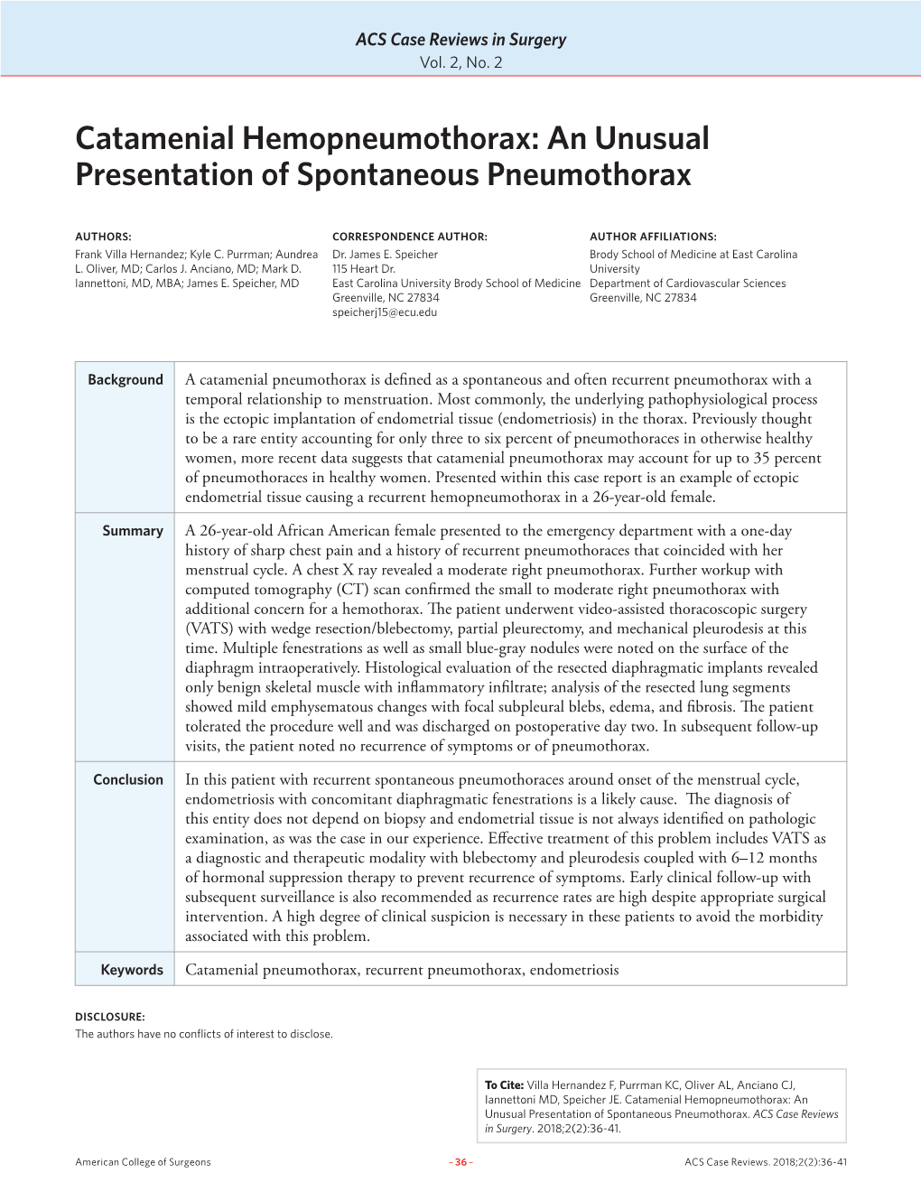 Catamenial Hemopneumothorax: an Unusual Presentation of Spontaneous Pneumothorax