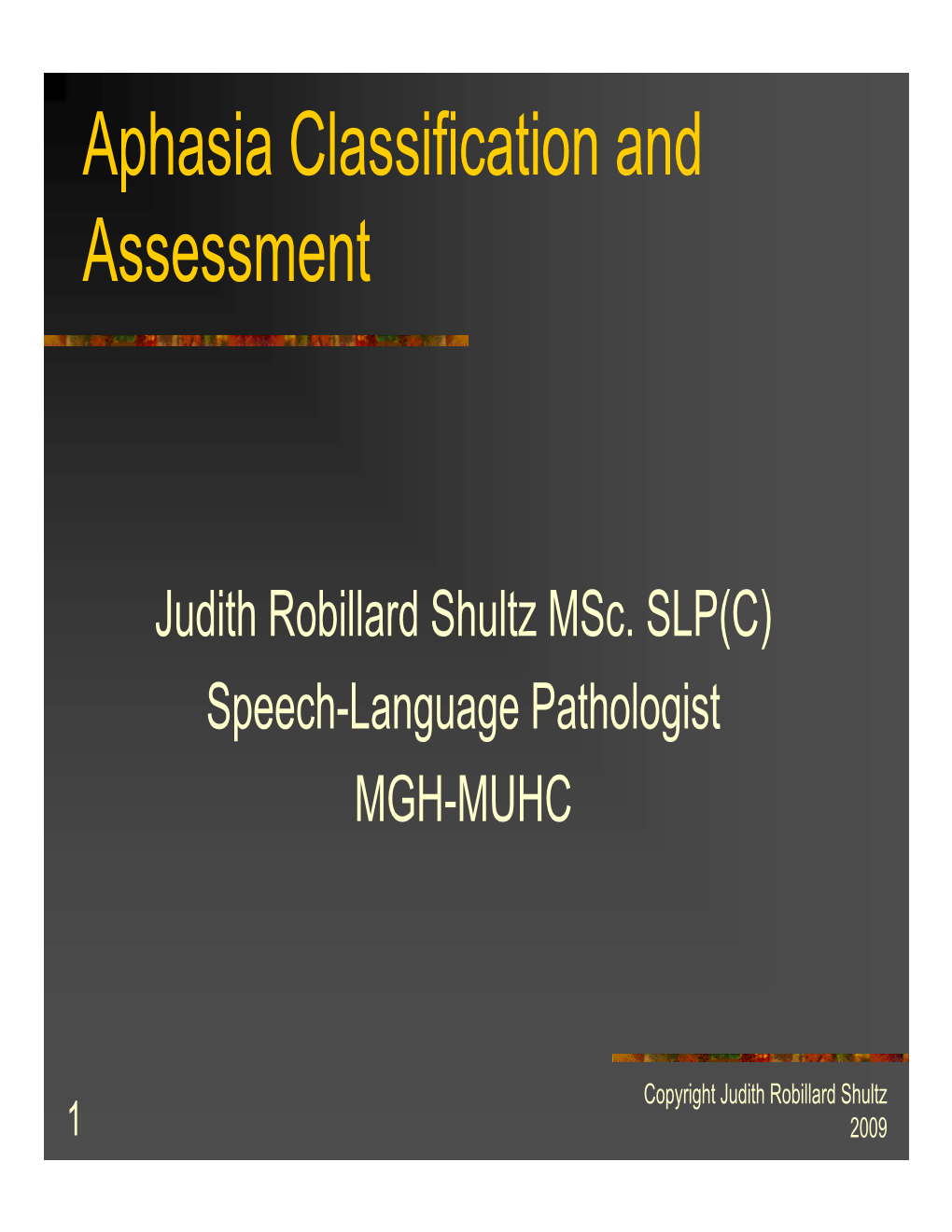 Aphasia Classification and Assessment